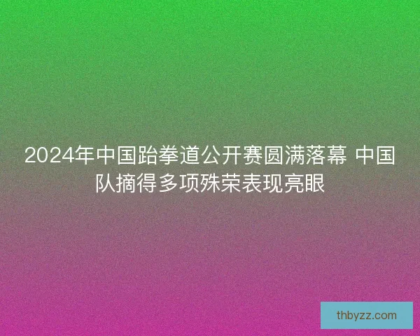 2024年中国跆拳道公开赛圆满落幕 中国队摘得多项殊荣表现亮眼
