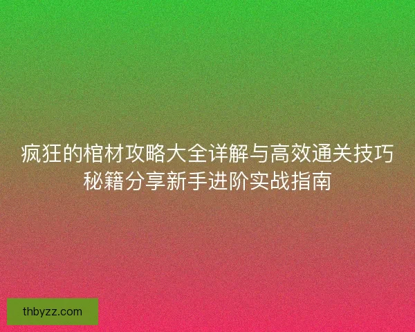 疯狂的棺材攻略大全详解与高效通关技巧秘籍分享新手进阶实战指南